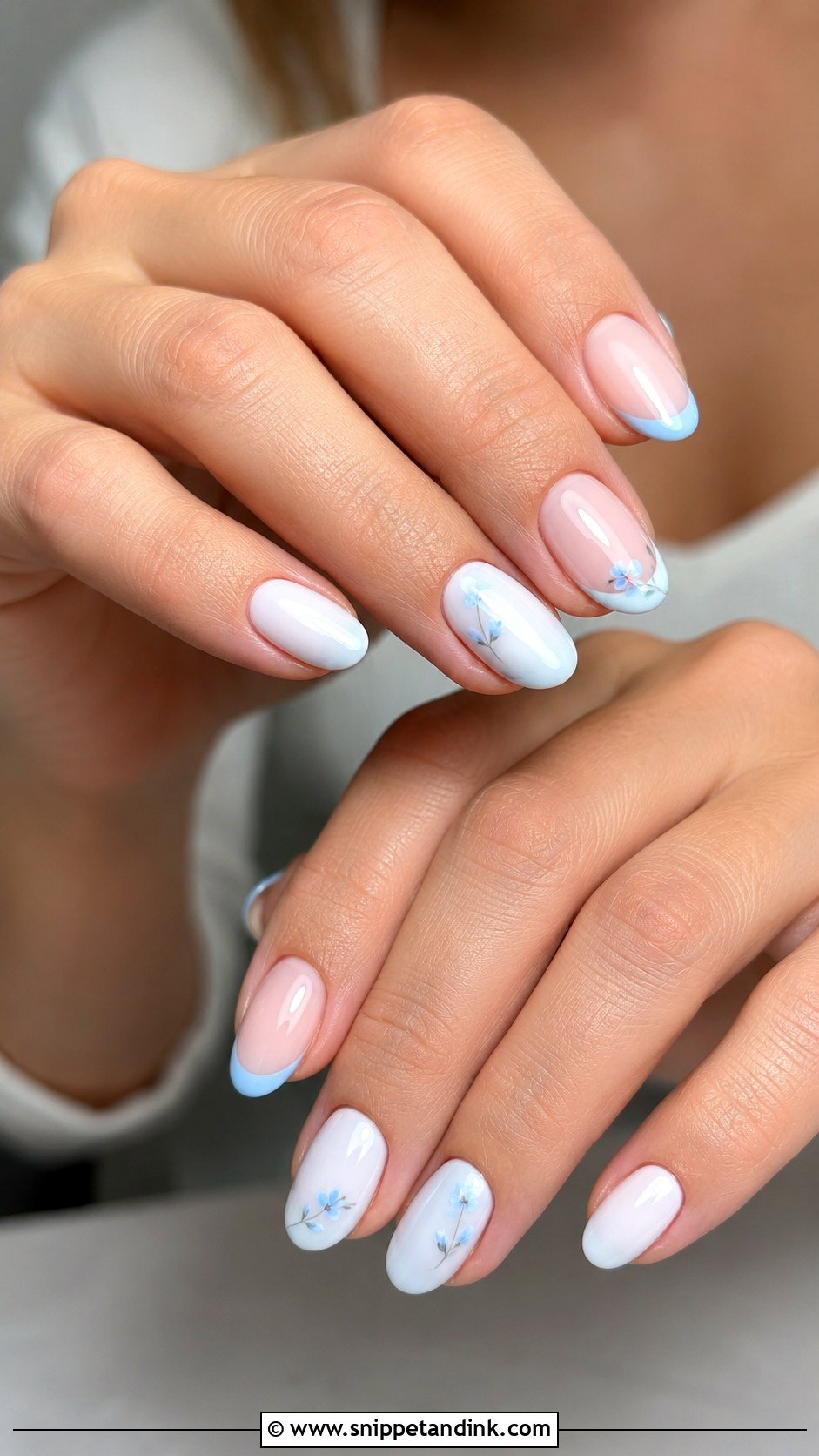 Blue Accent Wedding Nails - Snippet and Ink - 20 Fun Wedding Nails for Bride