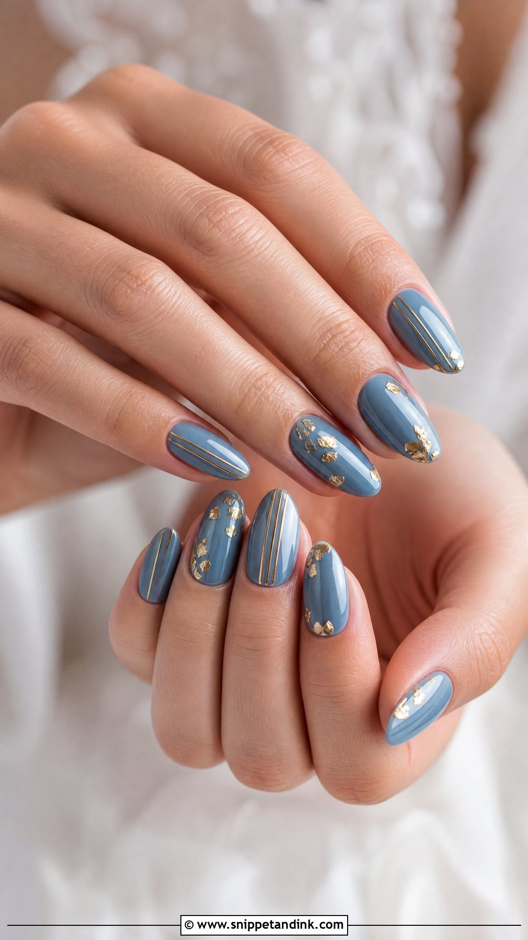 Blue And Gold Bridal Nails - Snippet and Ink - 25 Blue Bridal Nails
