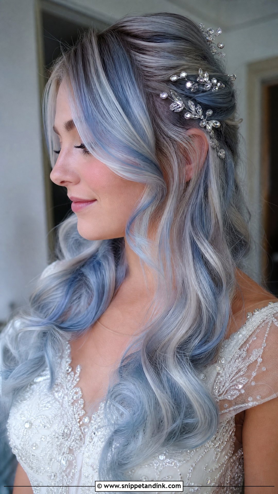 Blue And Silver Bridal Hair - Snippet and Ink - 15 Blue Hair Bride Ideas
