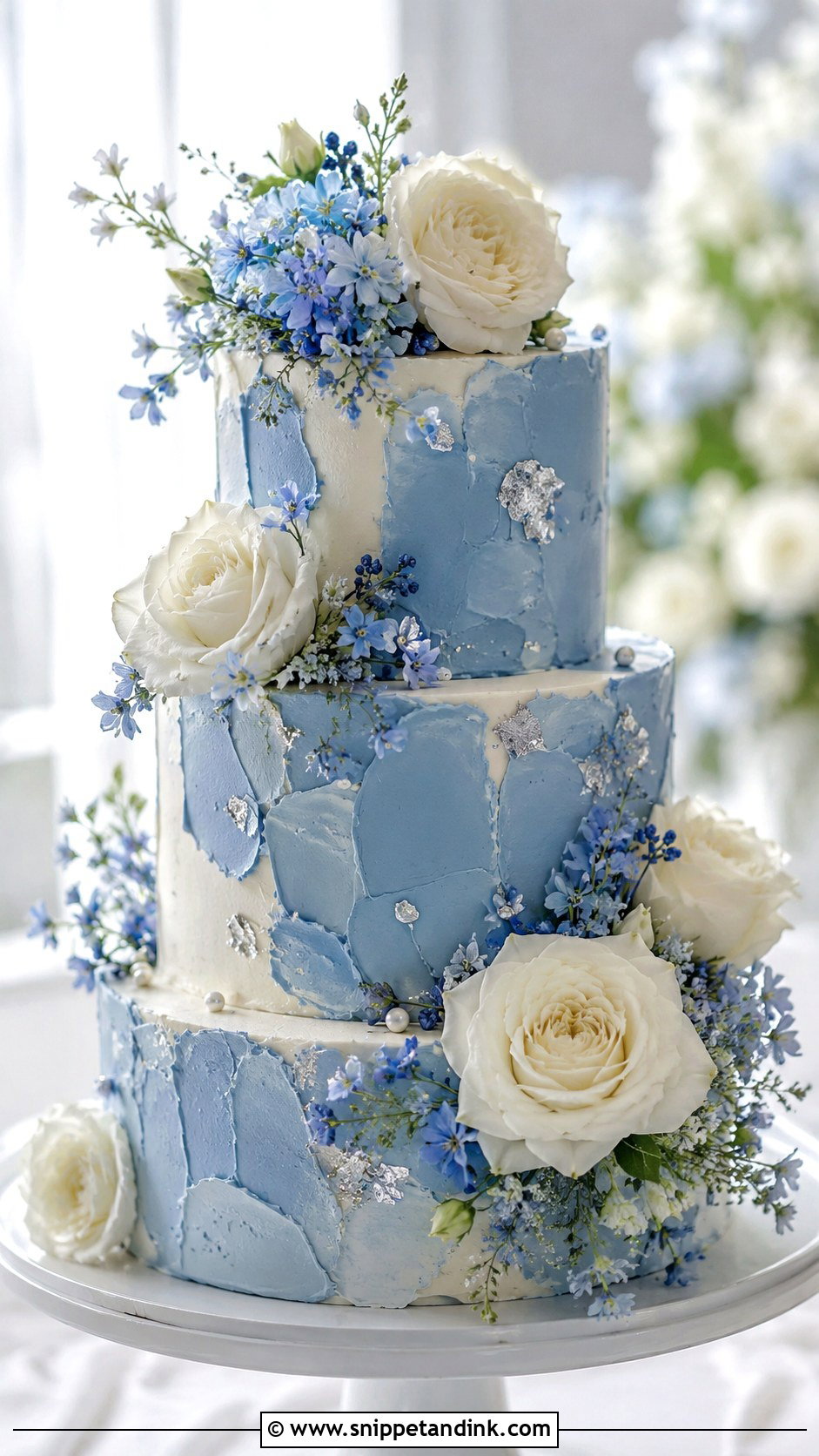 Blue And Silver Buttercream Wedding Cake - Snippet and Ink - 20 Silver and Blue Cake Ideas for Wedding