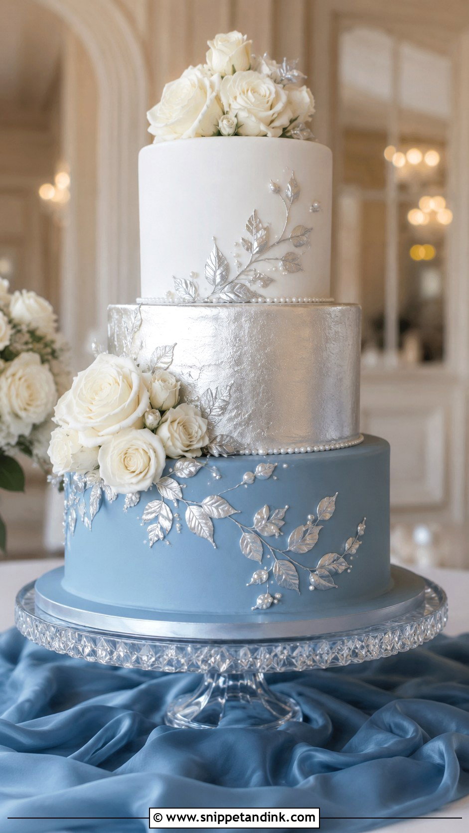 Blue And Silver Two Tone Wedding Cake - Snippet and Ink - 20 Two Tone Wedding Cake Ideas
