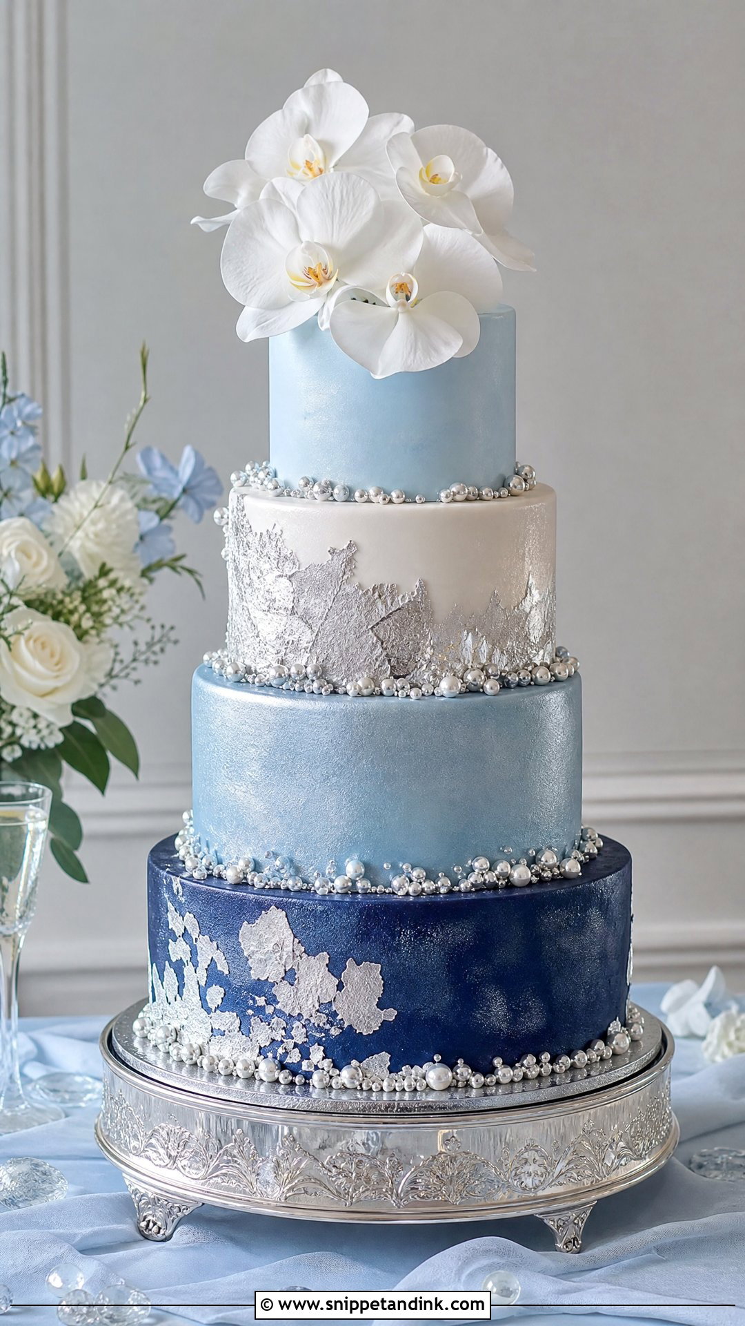 Blue And Silver Wedding Cake - Snippet and Ink - 30 Blue Cake Aesthetic Ideas for Wedding
