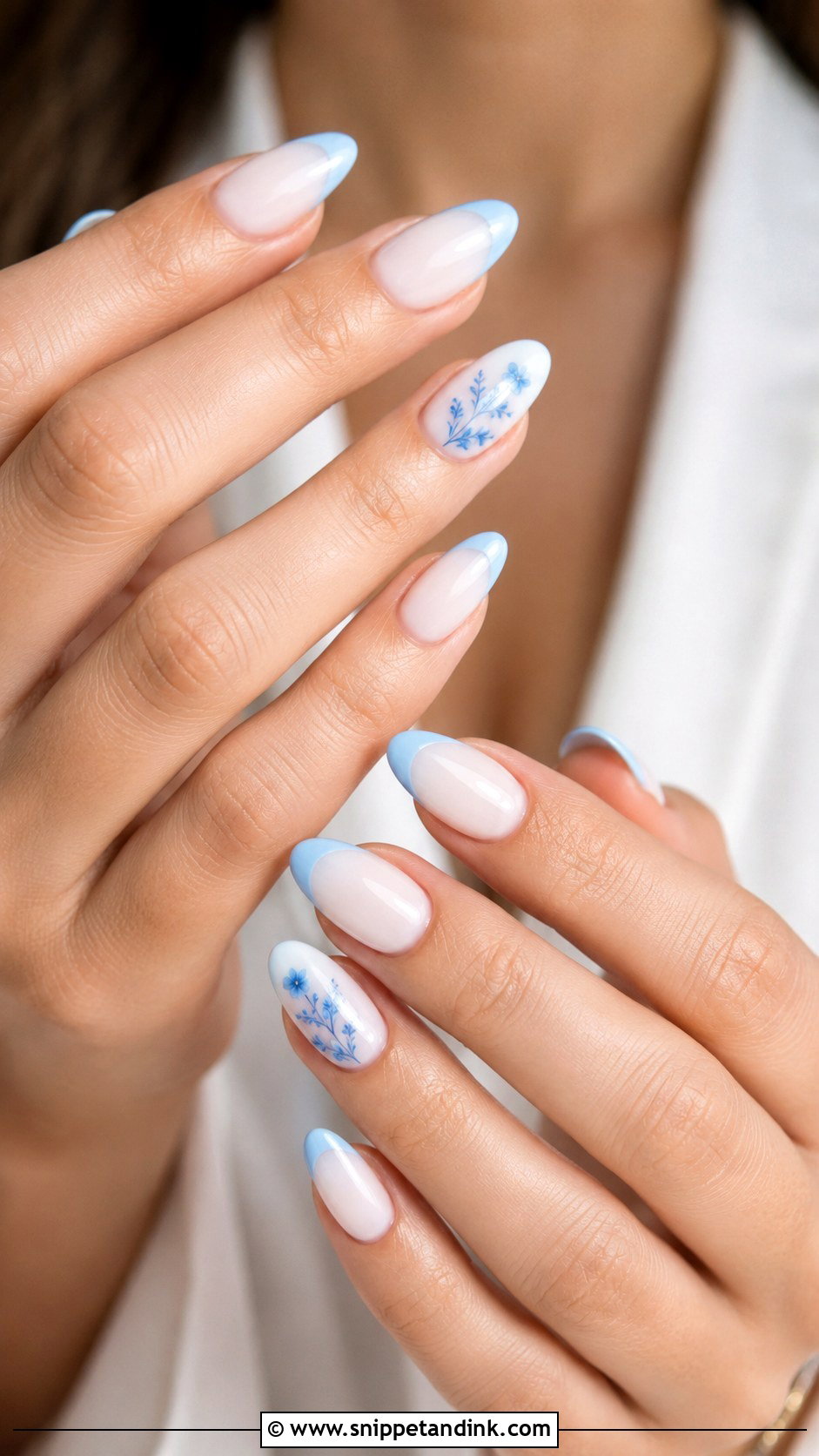 Blue And White Almond Wedding Nails - Snippet and Ink - 20 Blue and White Wedding Nails