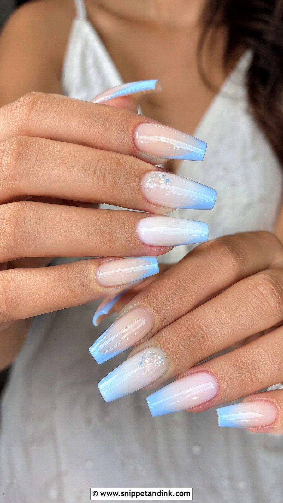 Blue And White Coffin Wedding Nails - Snippet and Ink - 20 Blue and White Wedding Nails
