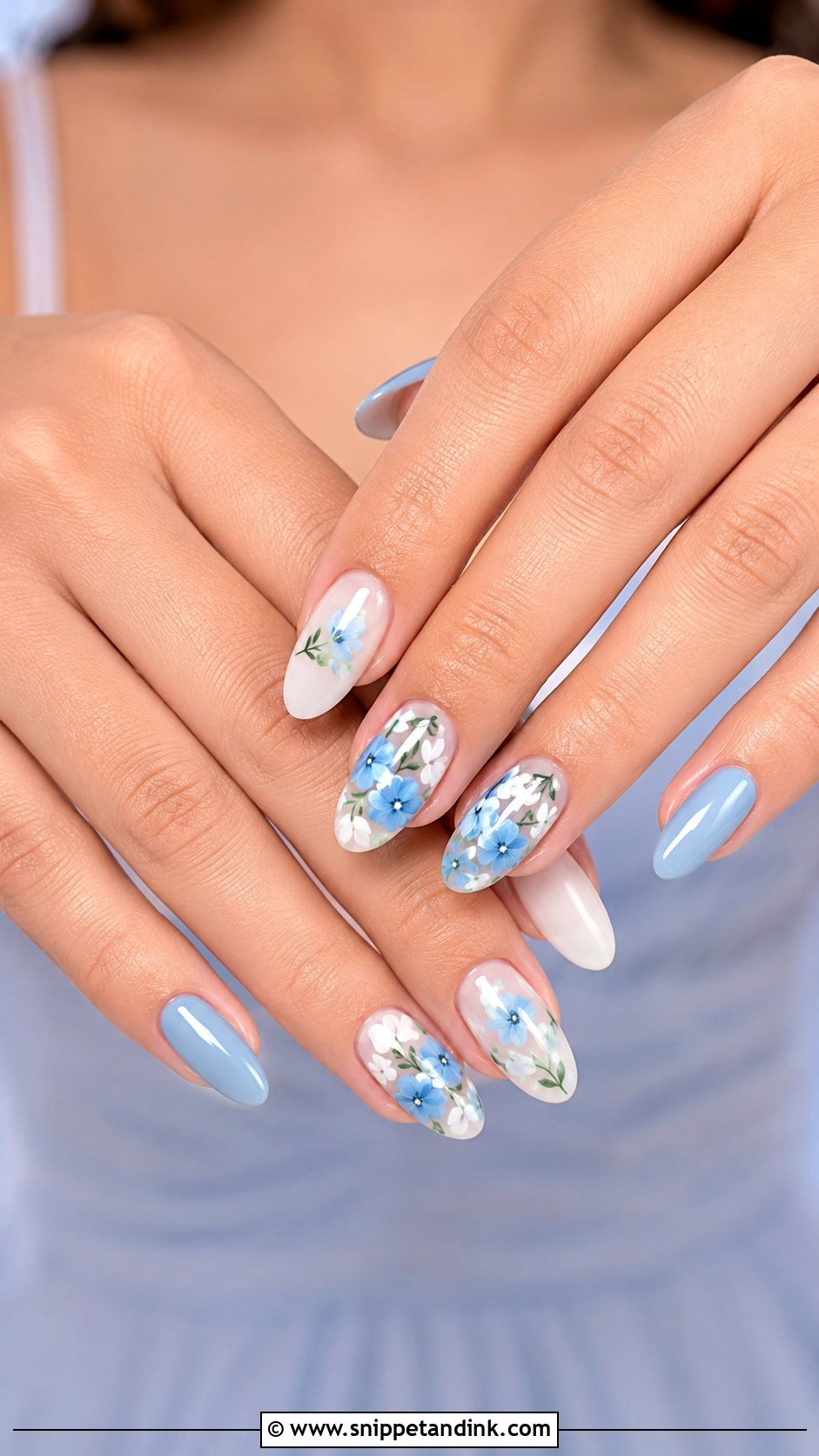 Blue And White Floral Bridesmaid Nails - Snippet and Ink - 20 Blue Bridesmaid Nails