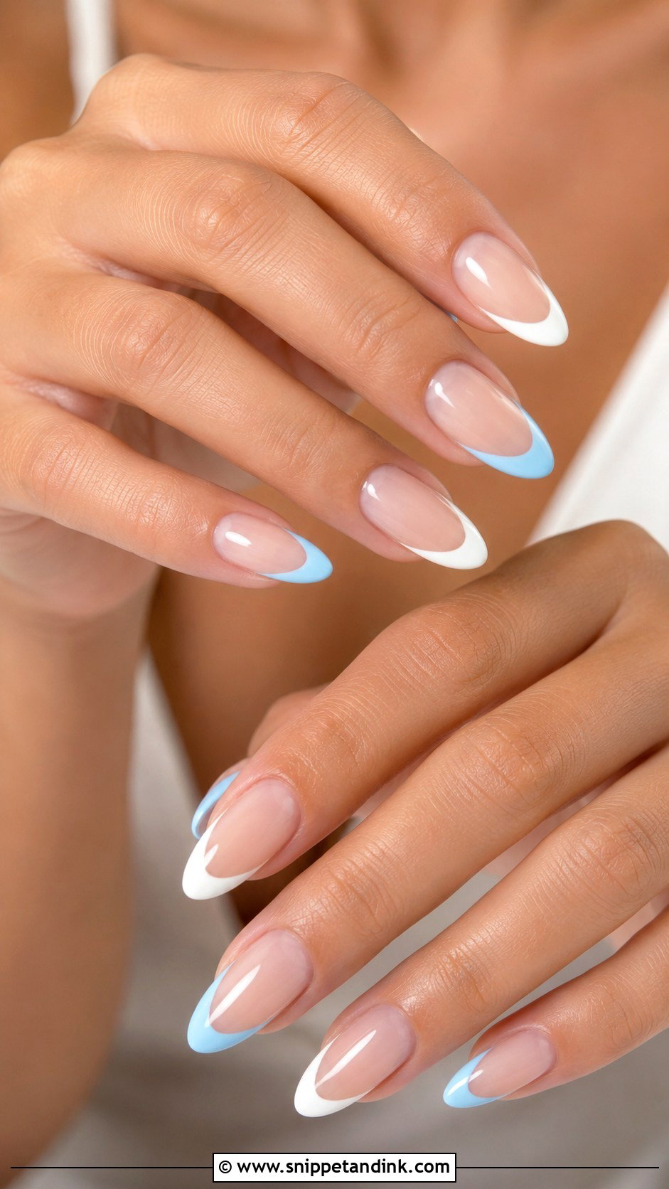 Blue And White French Tip Wedding Nails - Snippet and Ink - 20 Blue and White Wedding Nails
