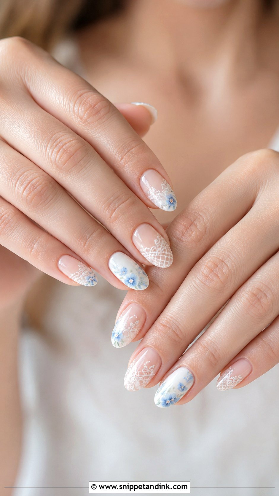 Blue And White Lace Wedding Nails - Snippet and Ink - 20 Blue and White Wedding Nails