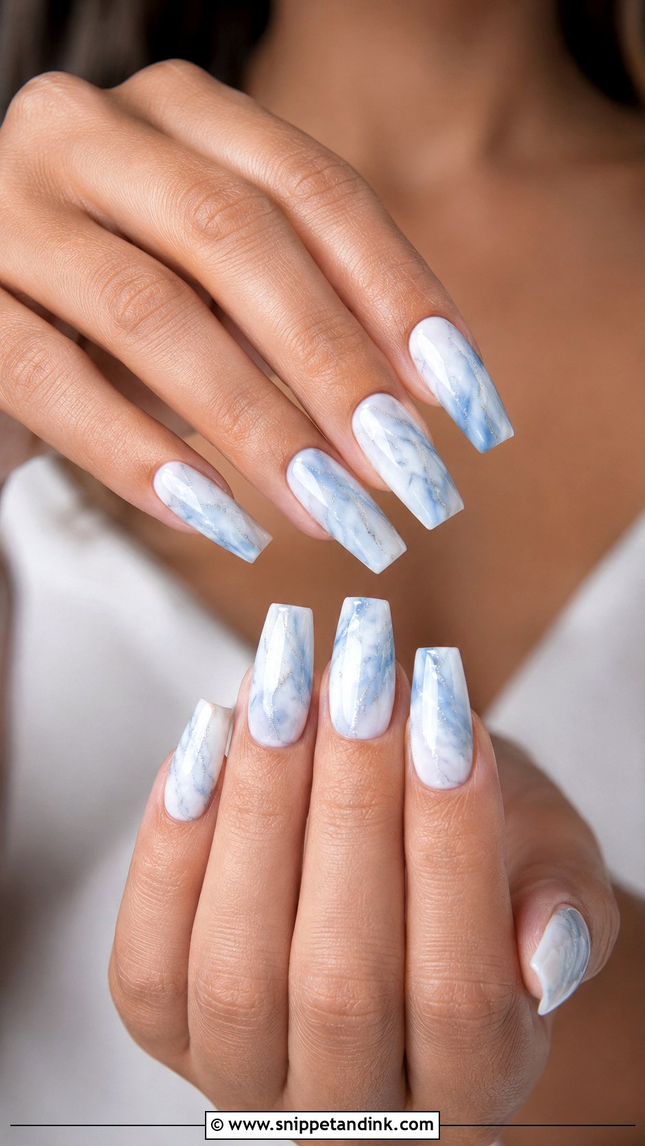 Blue And White Marble Wedding Nails - Snippet and Ink - 20 Blue and White Wedding Nails