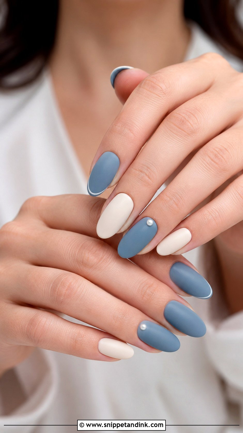Blue And White Matte Wedding Nails - Snippet and Ink - 20 Blue and White Wedding Nails
