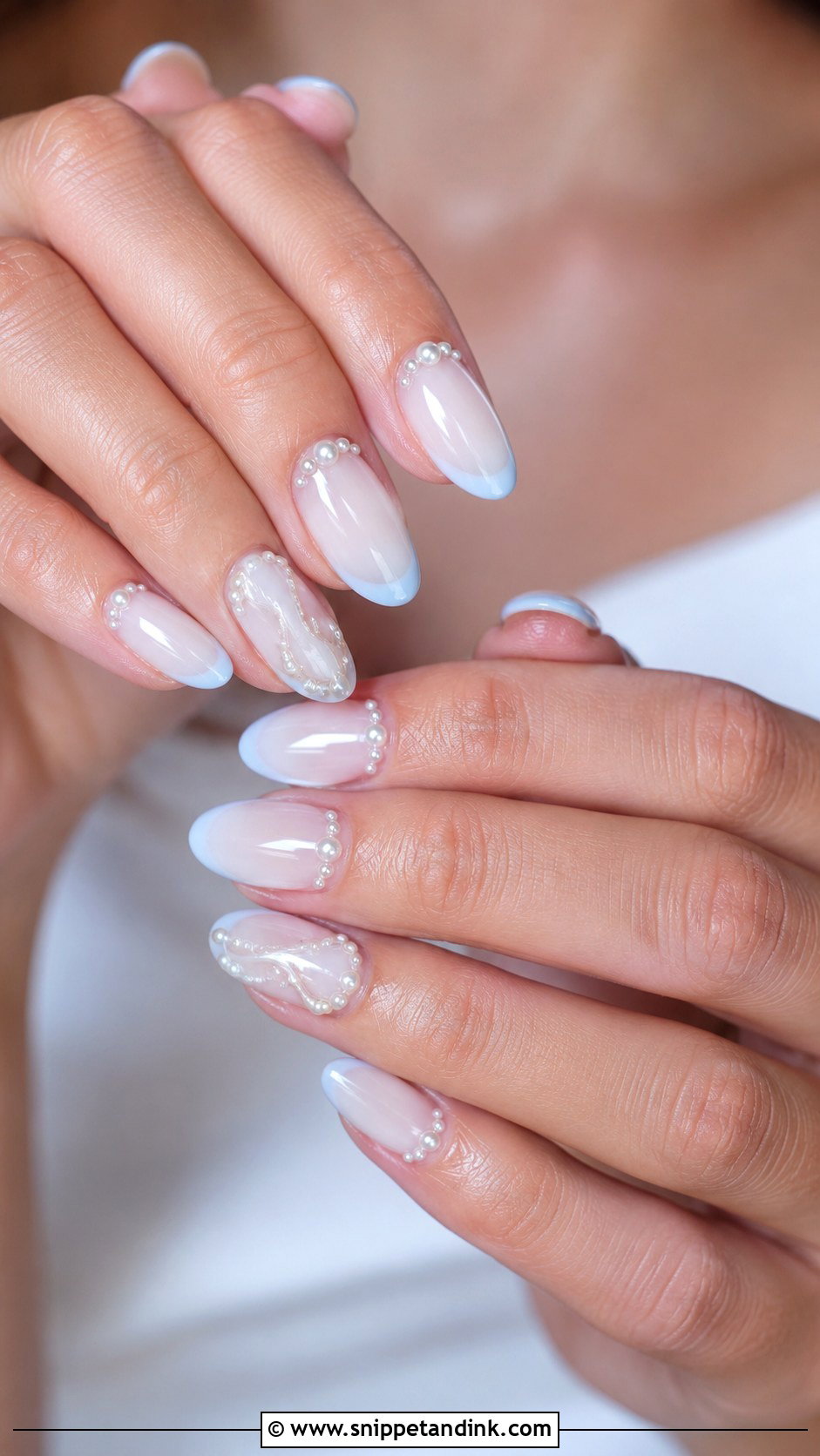 Blue And White Pearl Wedding Nails - Snippet and Ink - 20 Blue and White Wedding Nails