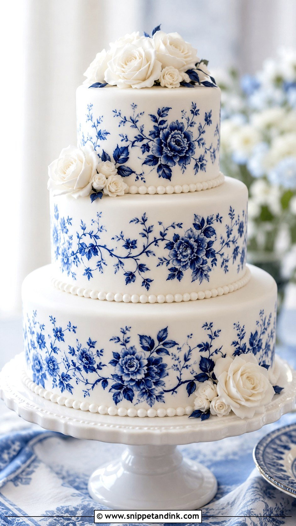 Blue And White Porcelain Wedding Cake - Snippet and Ink - 20 Porcelain Cake Ideas for Wedding