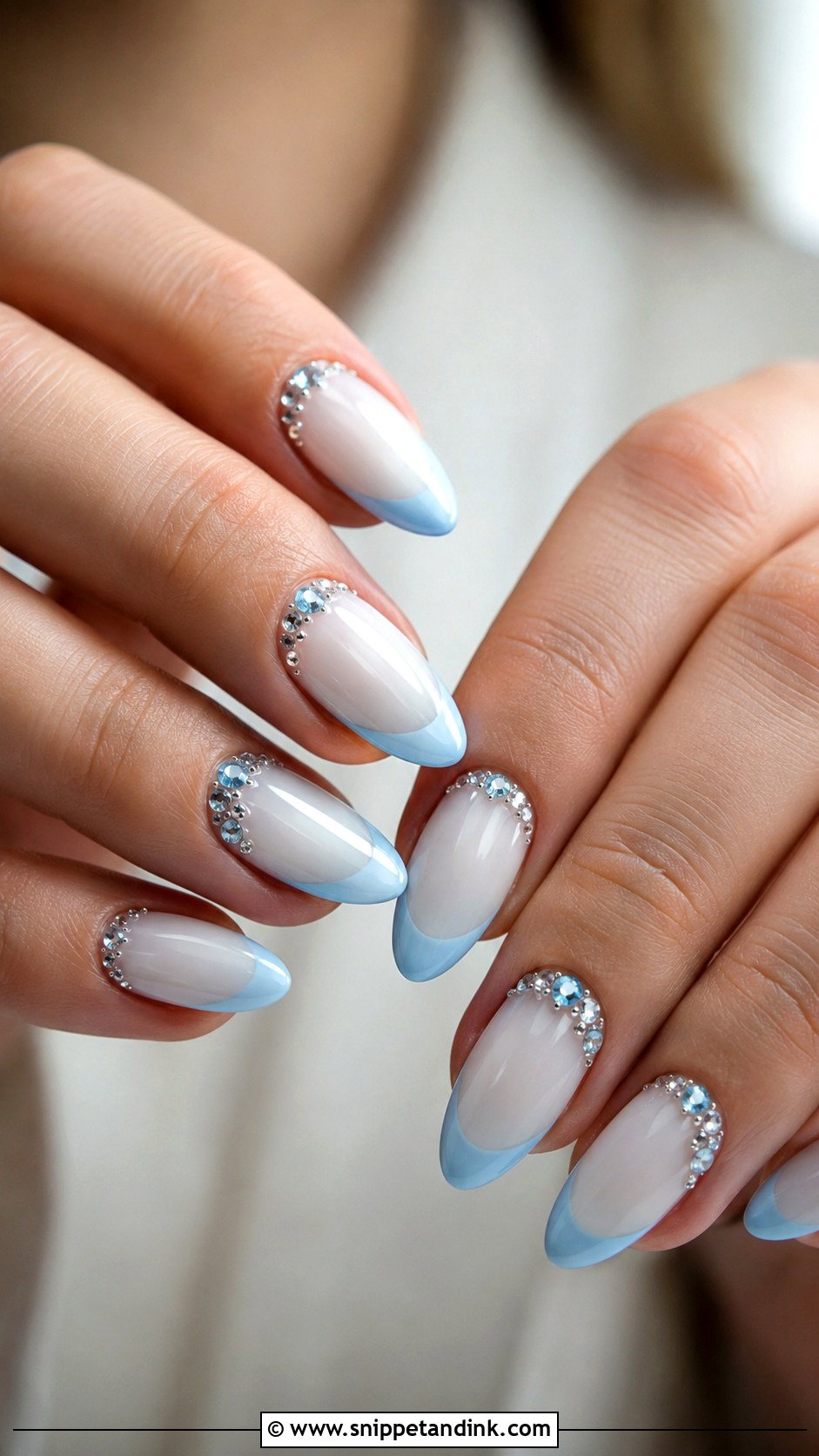 Blue And White Rhinestone Wedding Nails - Snippet and Ink - 20 Blue and White Wedding Nails
