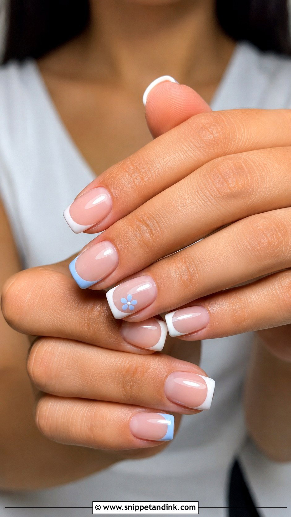 Blue And White Square Wedding Nails - Snippet and Ink - 20 Blue and White Wedding Nails