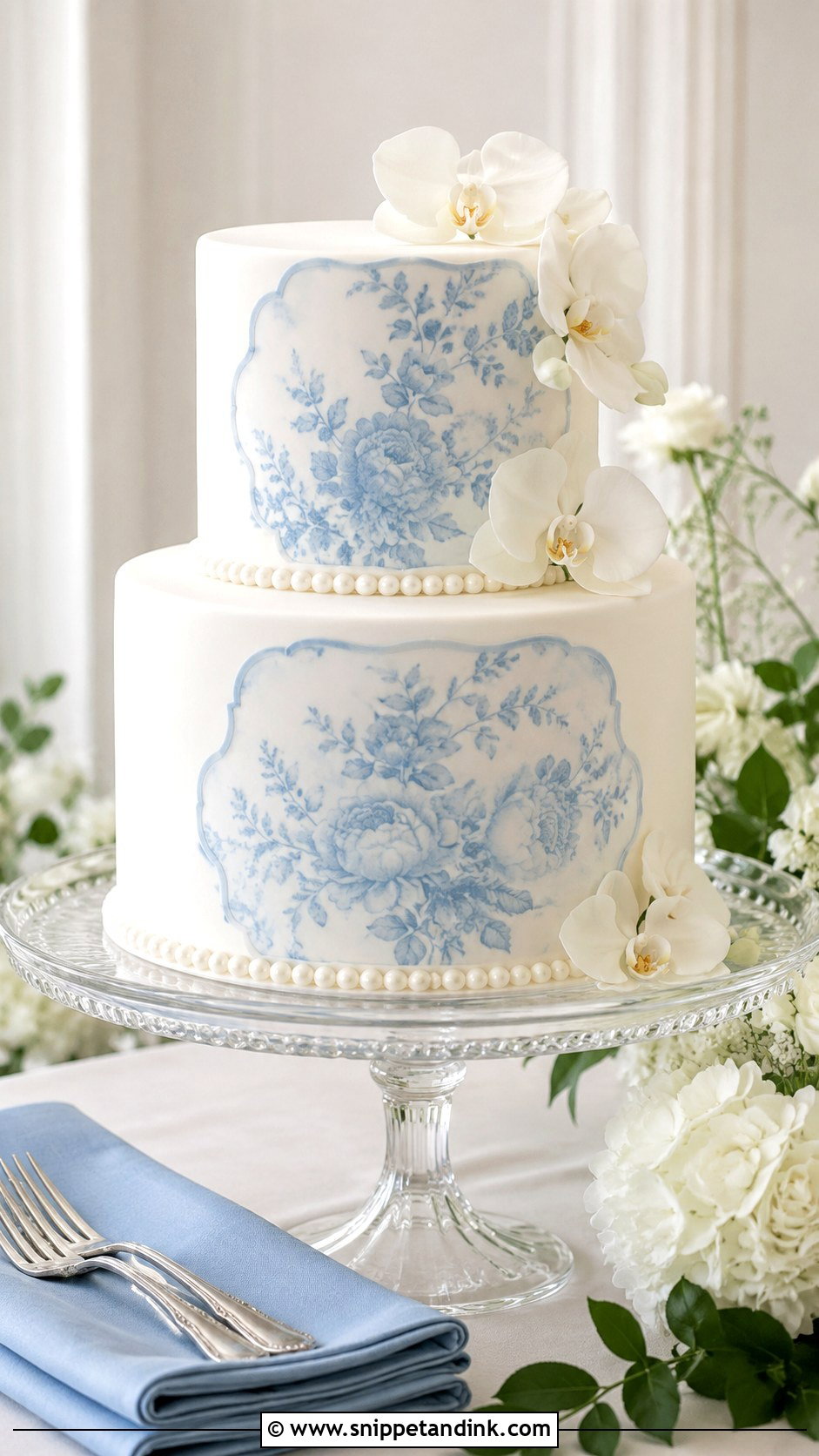 Blue And White Two Tier Wedding Cake - Snippet and Ink - 20 Blue Two Tier Cake Ideas for Wedding