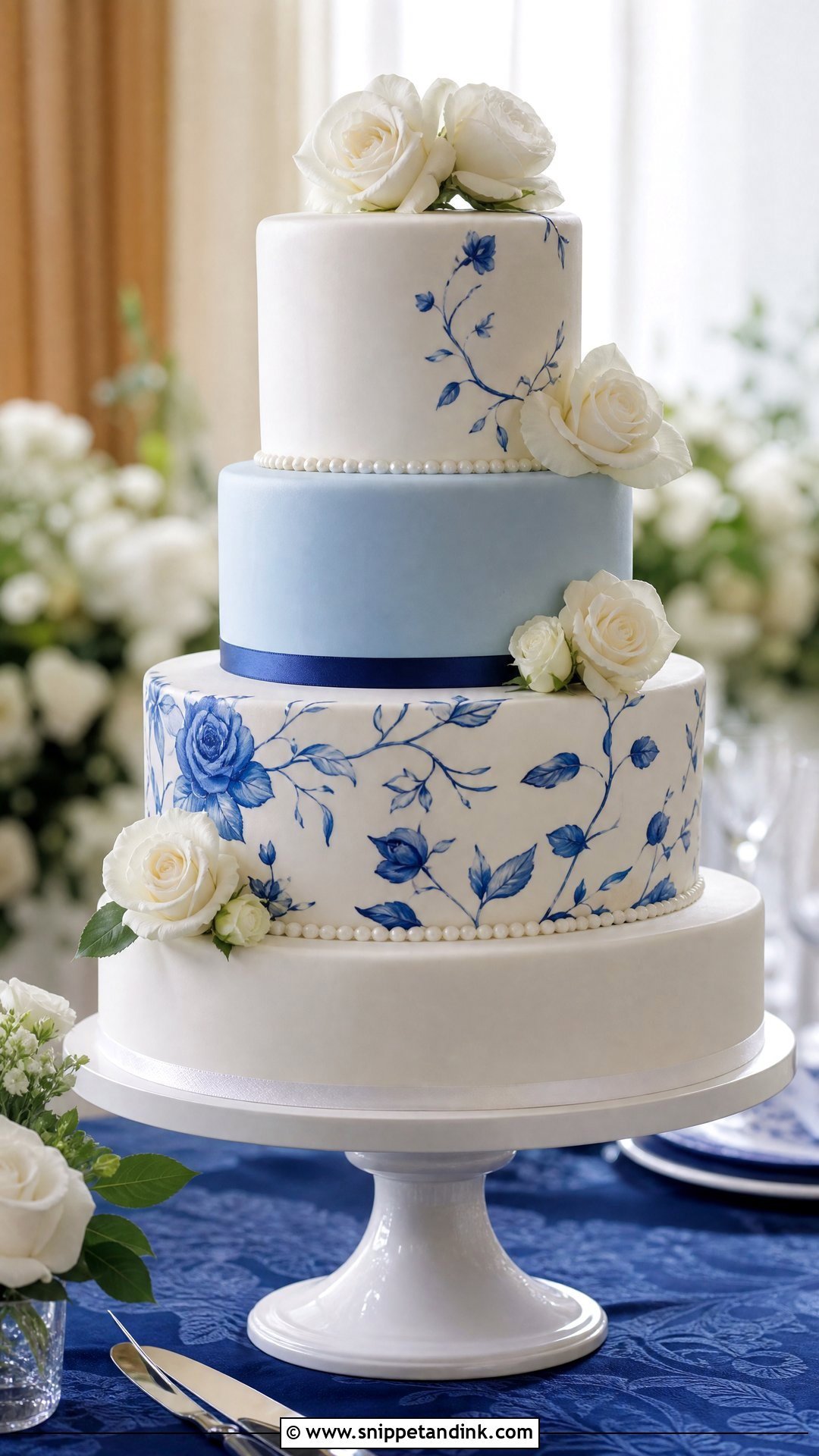 Blue And White Wedding Cake - Snippet and Ink - 30 Blue Cake Aesthetic Ideas for Wedding