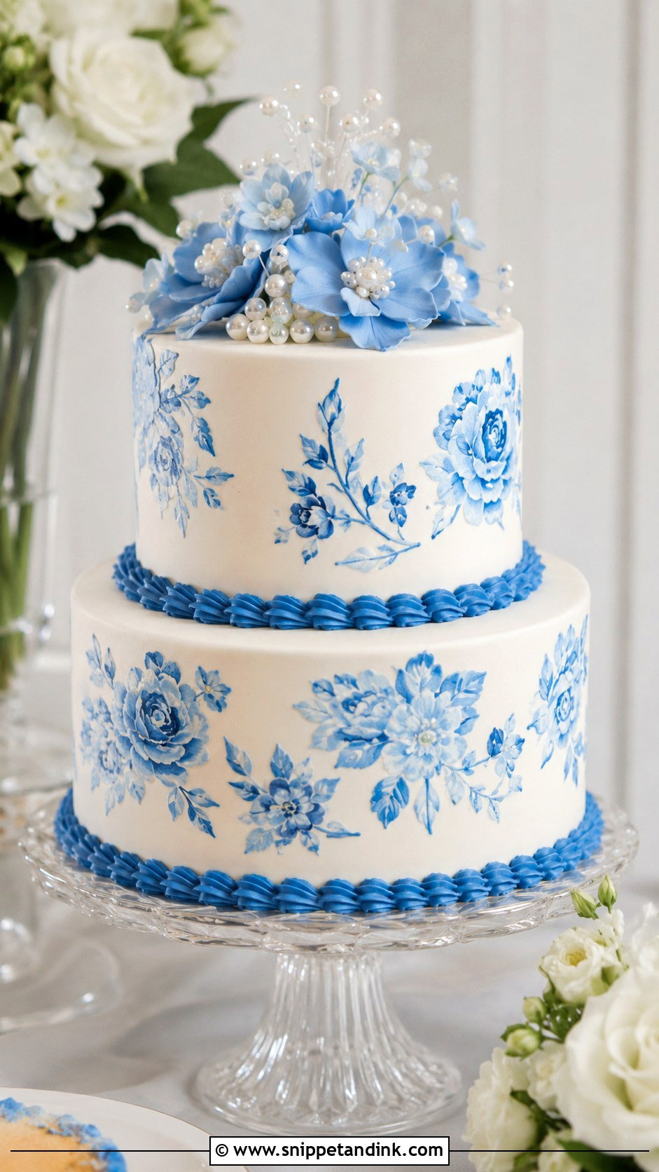 Blue And White Wedding Cake - Snippet and Ink - 25 Something Blue Cake Ideas