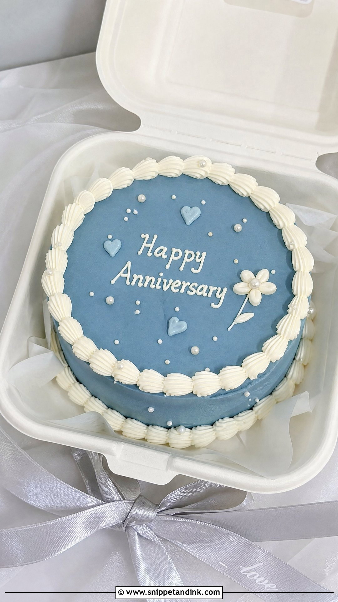 Blue Anniversary Bento Cake - Snippet and Ink - 20 Wedding Anniversary Bento Cake Ideas