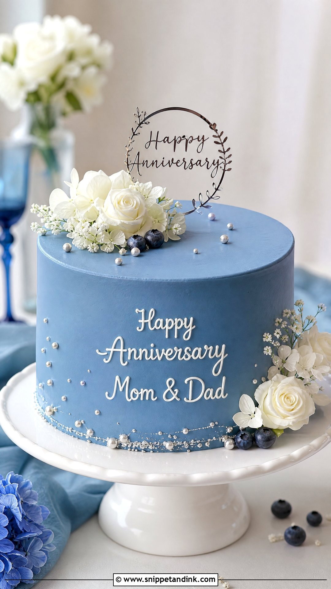 Blue Anniversary Cake - Snippet and Ink - 25 Happy Wedding Anniversary Cake Ideas