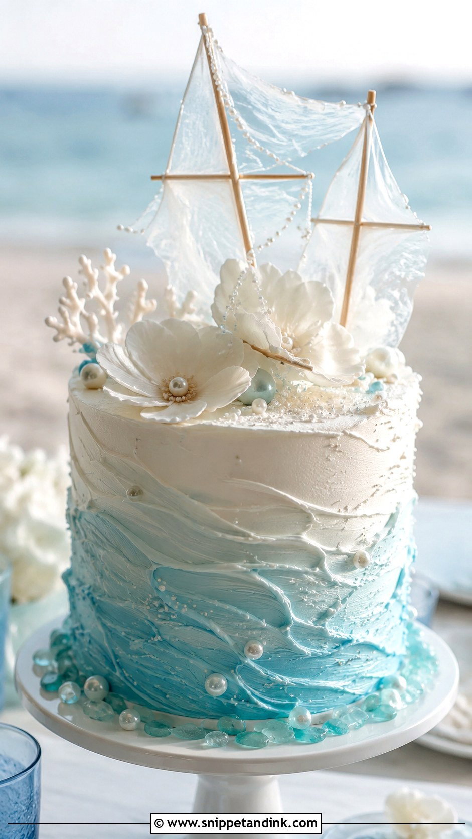 Blue Beach Wedding Cake - Snippet and Ink - 25 Something Blue Cake Ideas