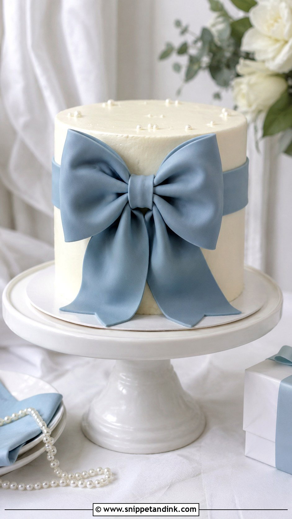 Blue Bow Cake - Snippet and Ink - 25 Something Blue Cake Ideas