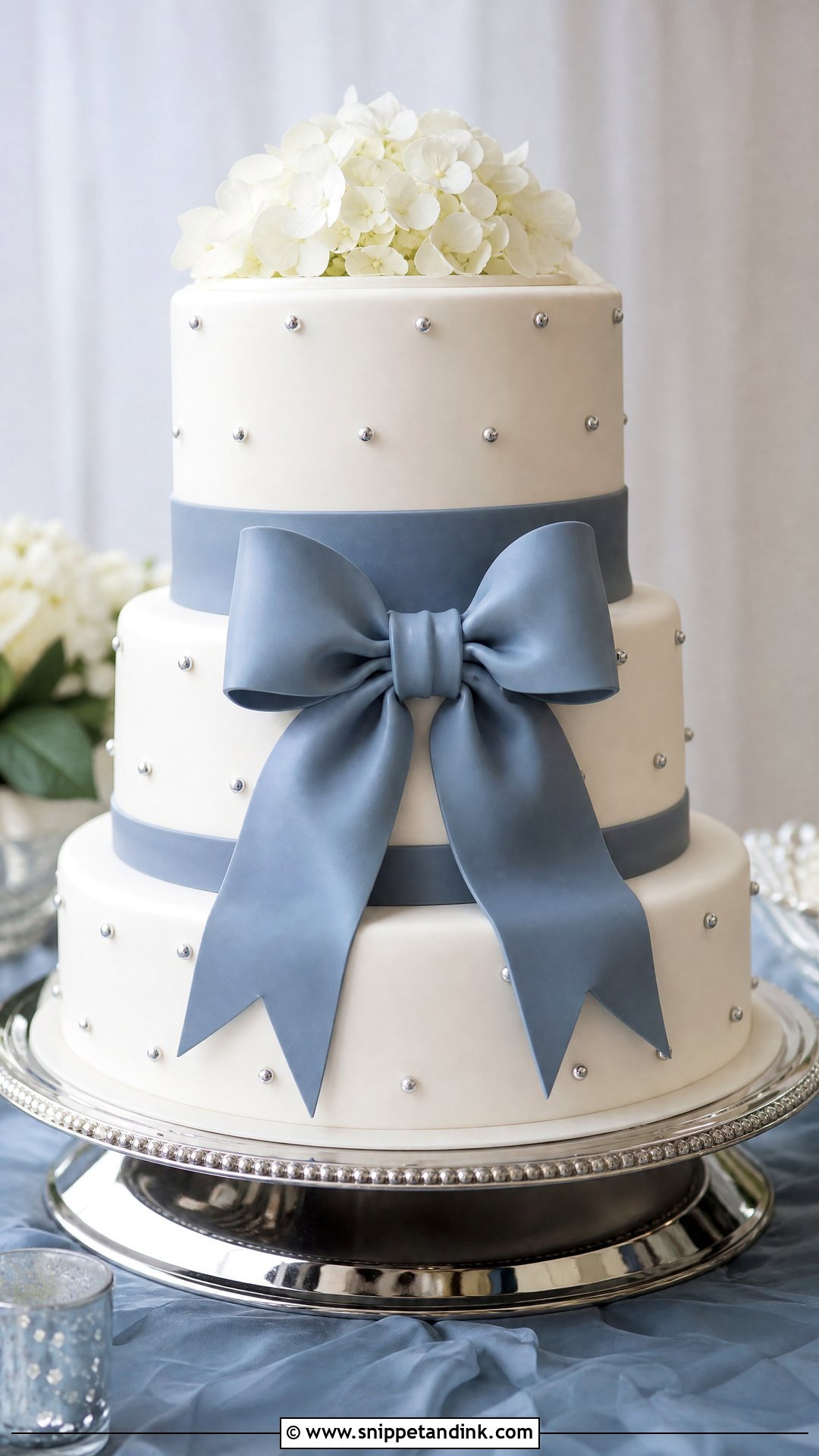 Blue Bow Wedding Cake - Snippet and Ink - 35 Bow Cake Ideas for Wedding