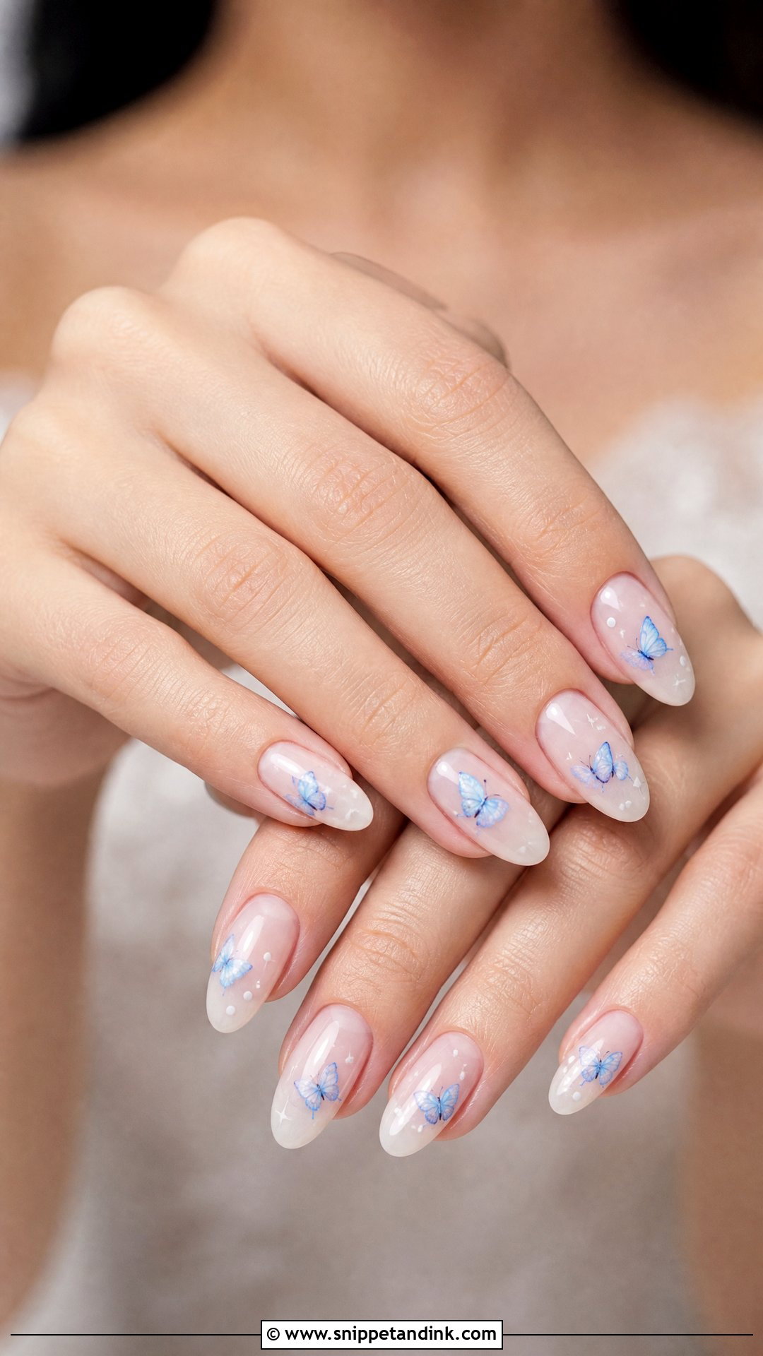Blue Butterfly Bridal Nails - Snippet and Ink - 25 Blue Bridal Nails