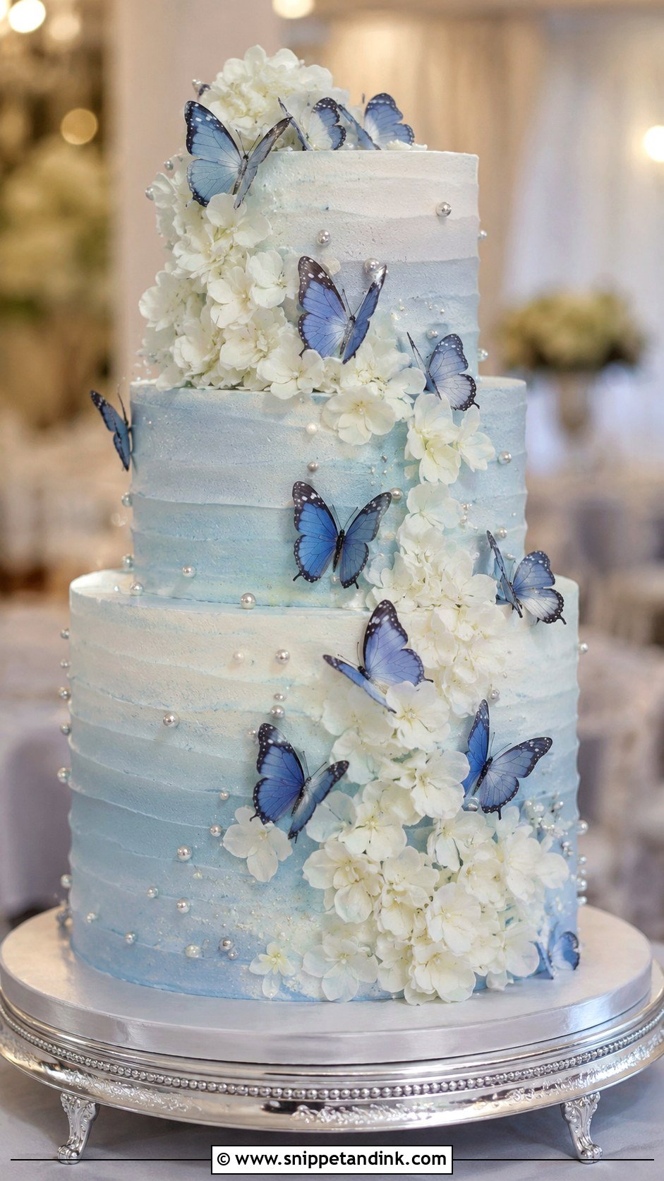 Blue Butterfly Wedding Cake - Snippet and Ink - 20 Cake Ideas with Butterfly for Wedding