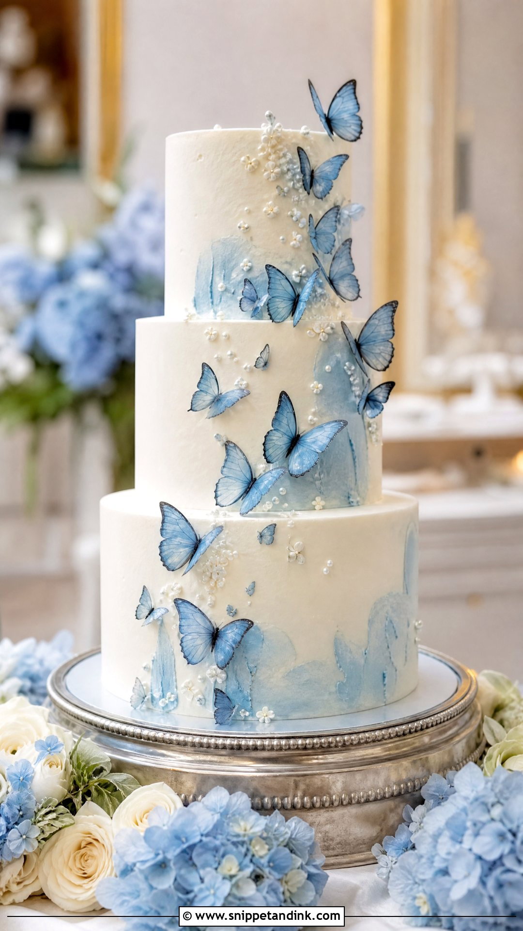 Blue Butterfly Wedding Cake - Snippet and Ink - 25 Butterfly Cake Design Ideas for Wedding