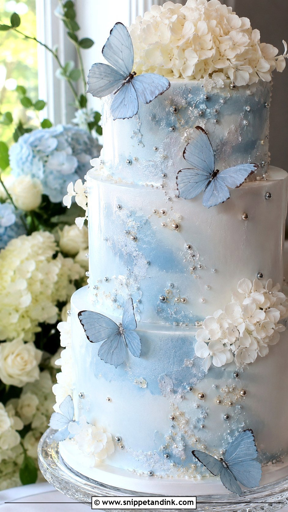Blue Butterfly Wedding Cake - Snippet and Ink - 20 Butterfly Cake Ideas for Wedding