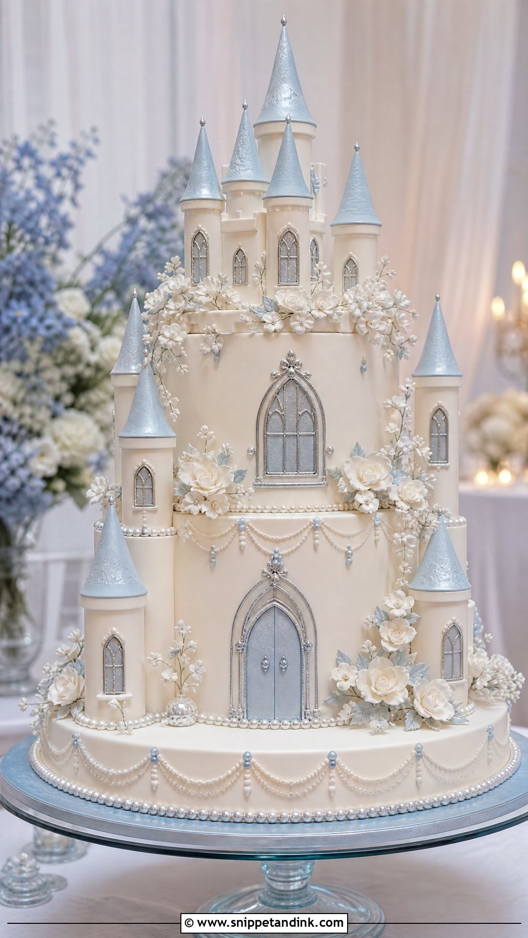 Blue Castle Wedding Cake - Snippet and Ink - 25 Castle Theme Cake Ideas for Wedding