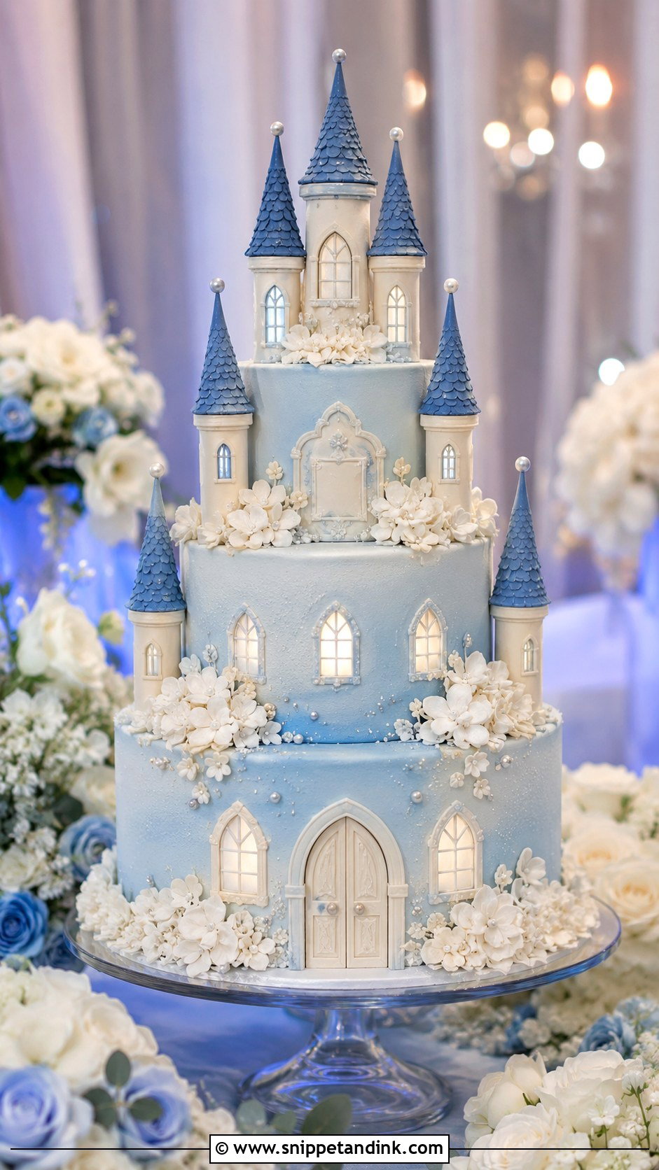Blue Castle Wedding Cake - Snippet and Ink - 20 Castle Cakes for Wedding
