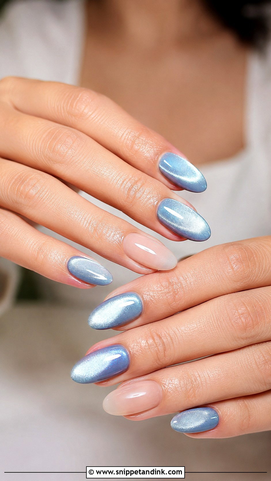 Blue Cat Eye Wedding Nails - Snippet and Ink - 20 Something Blue Wedding Nails