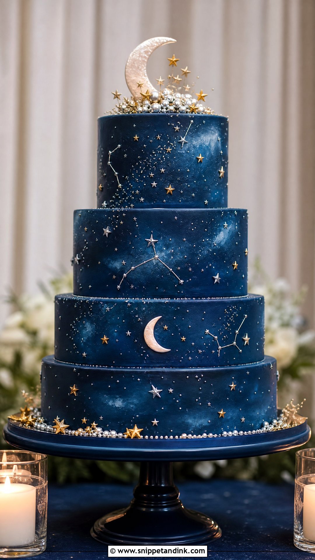 Blue Celestial Wedding Cake - Snippet and Ink - 30 Blue Cake Aesthetic Ideas for Wedding