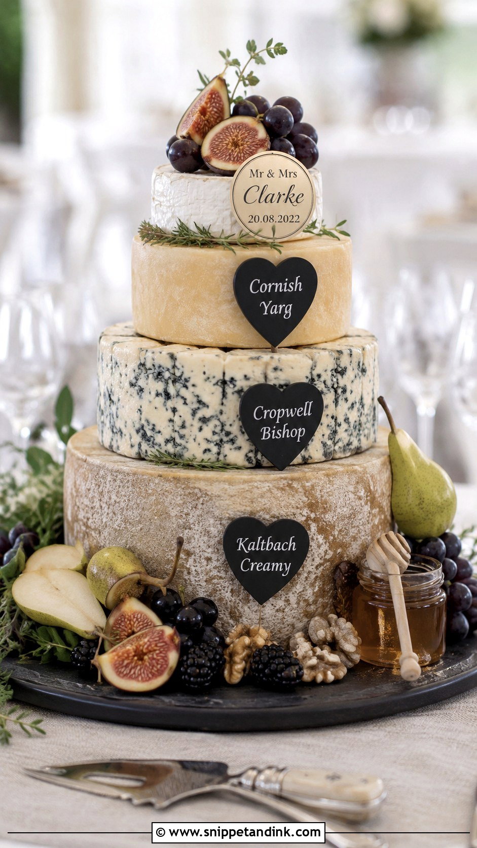 Blue Cheese Board Wedding Cake - Snippet and Ink - 20 Cheese Board Wedding Cake Ideas