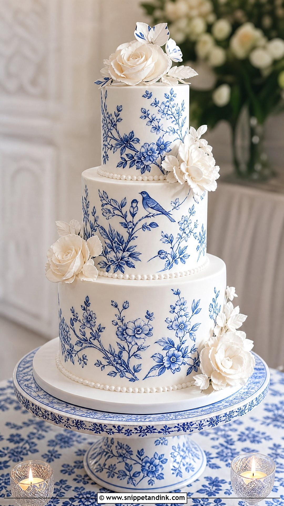 Blue Chinoiserie Wedding Cake - Snippet and Ink - 30 Blue Cake Aesthetic Ideas for Wedding