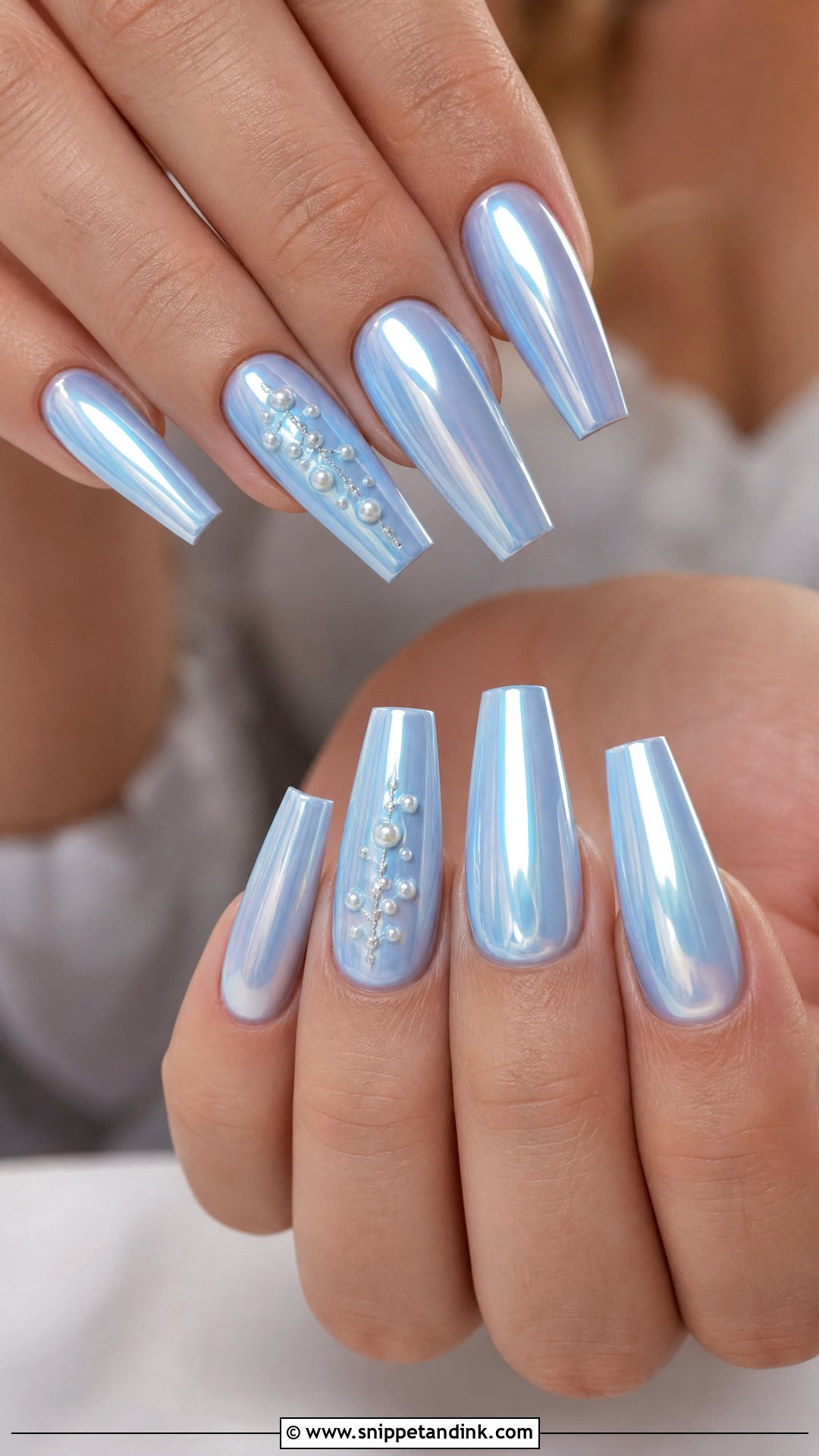Blue Coffin Bridal Nails - Snippet and Ink - 25 Blue Bridal Nails