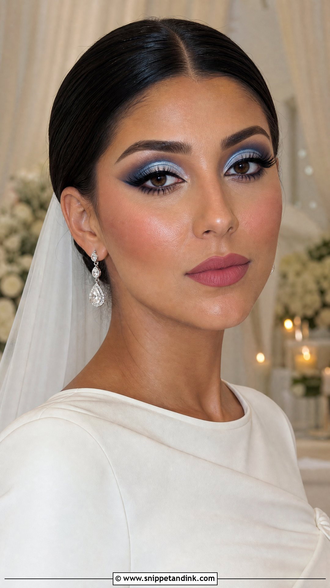 Blue Cut Crease Bridal Makeup - Snippet and Ink - 20 Blue Bridal Makeup Ideas