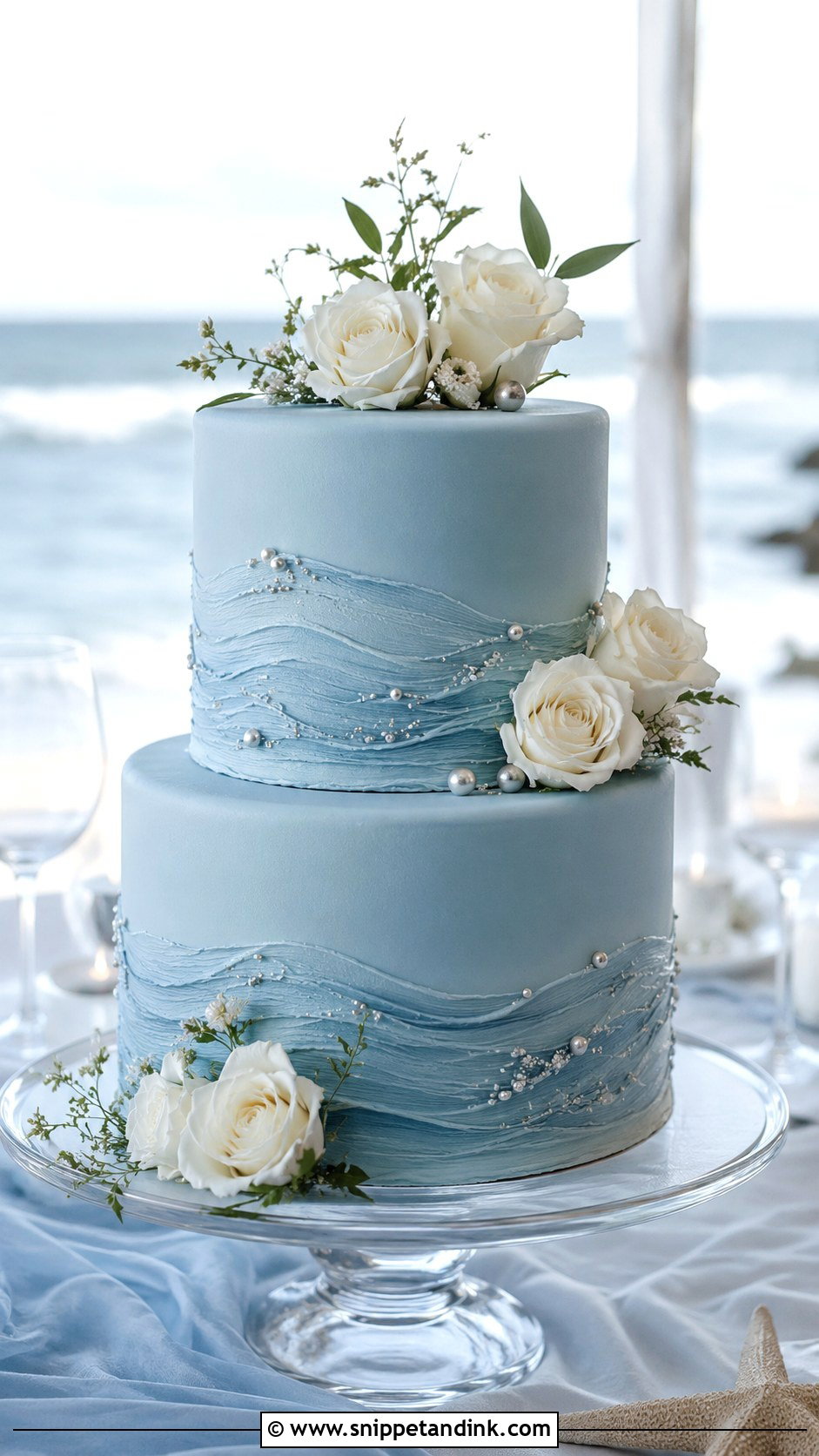 Blue Double Decker Wedding Cake - Snippet and Ink - 20 Double Decker Cake Design Ideas for Wedding