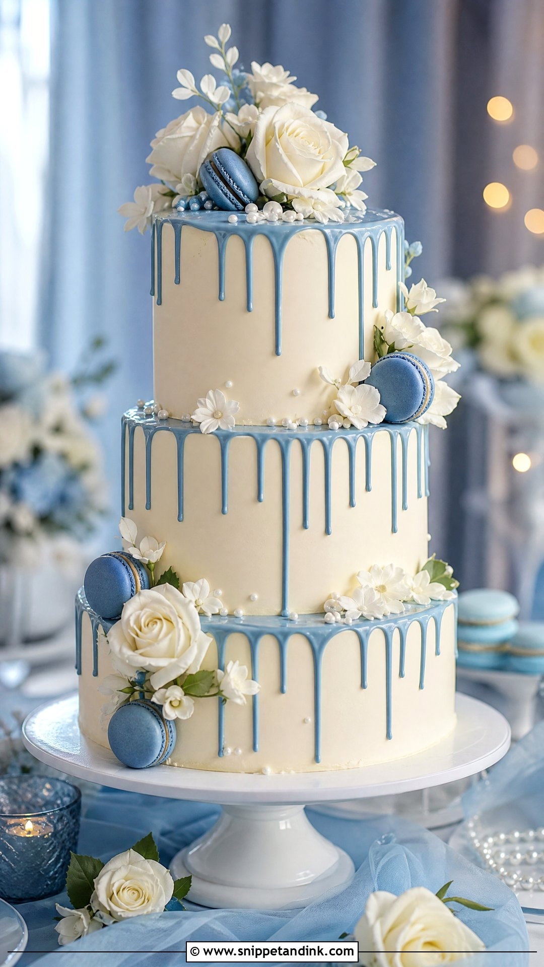 Blue Drip Wedding Cake - Snippet and Ink - 30 Blue Cake Aesthetic Ideas for Wedding