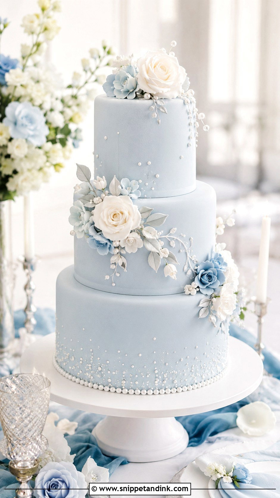 Blue Dummy Wedding Cake - Snippet and Ink - 20 Dummy Cake Designs for Wedding
