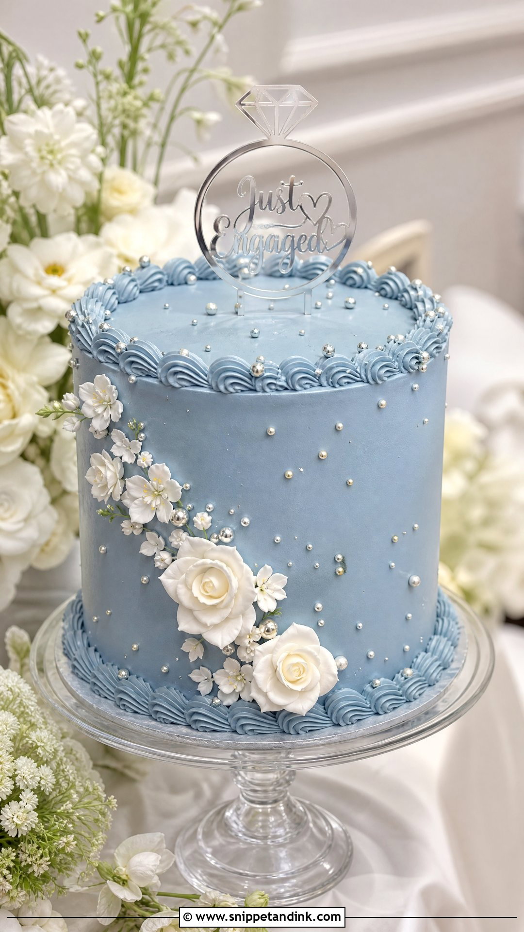 Blue Engagement Cake - Snippet and Ink - 25 Unique Engagement Cake Designs