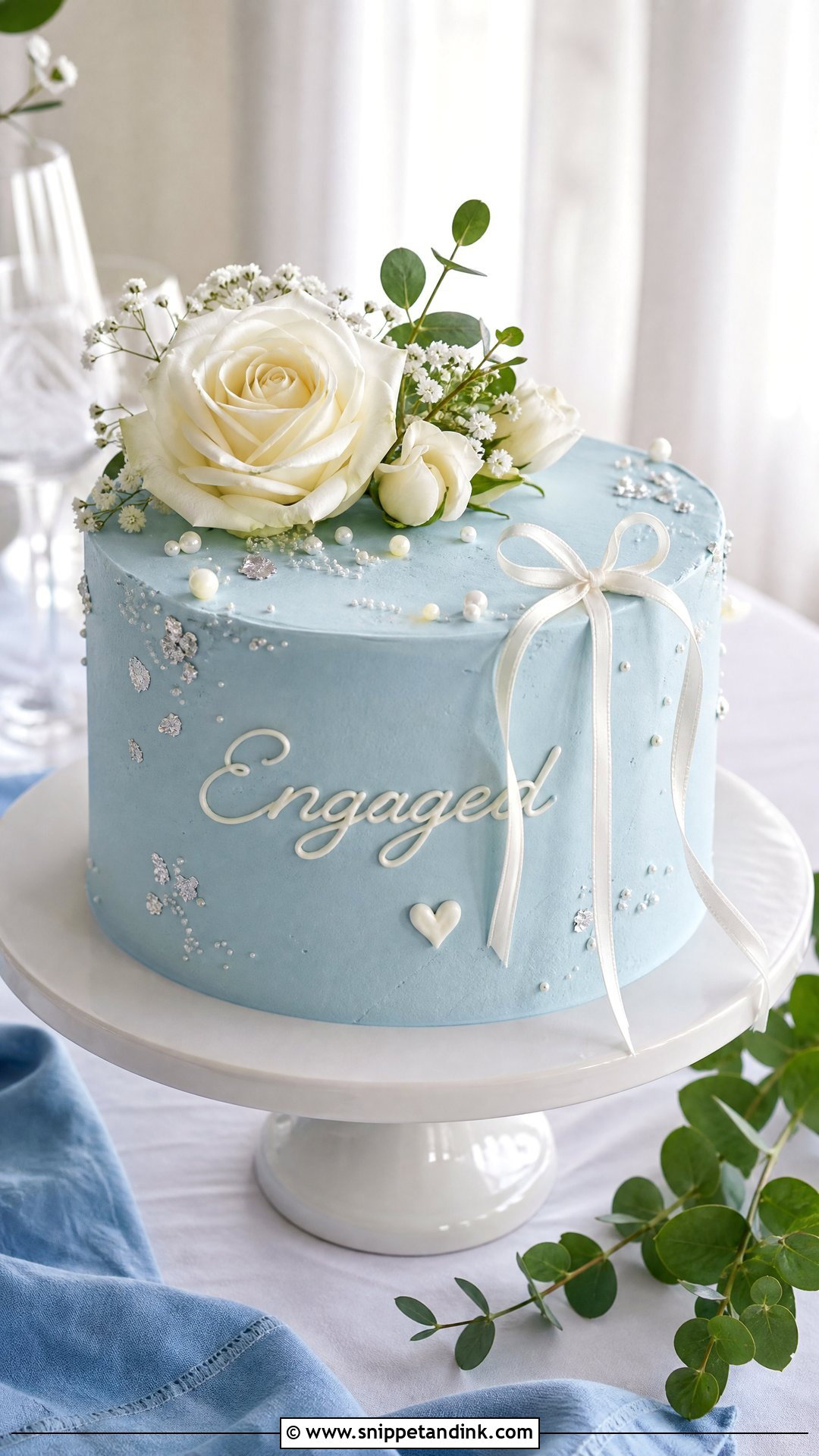 Blue Engagement Cake - Snippet and Ink - 30 Engagement Cakes