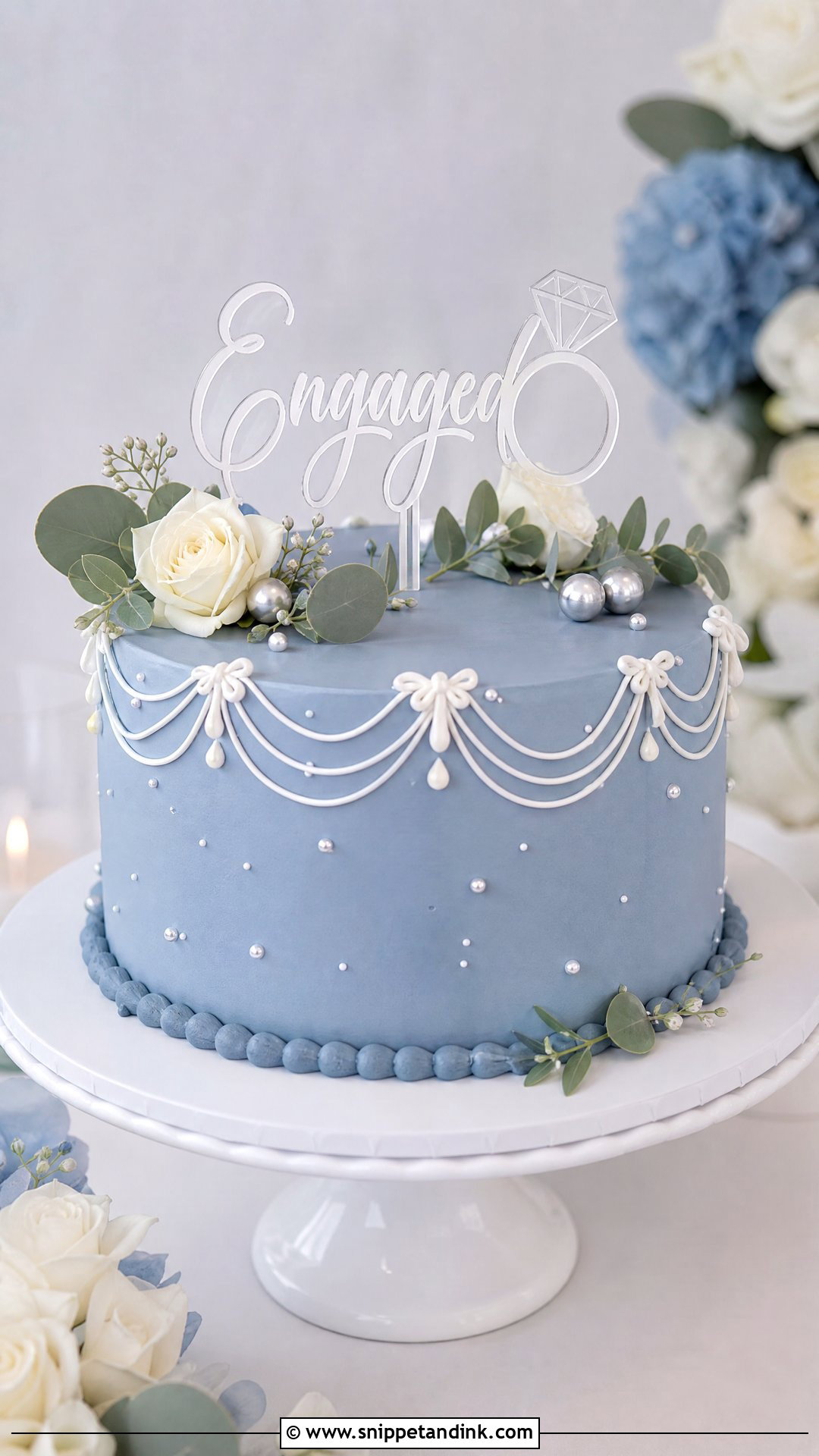 Blue Engagement Cake - Snippet and Ink - 30 Engagement Cake Designs