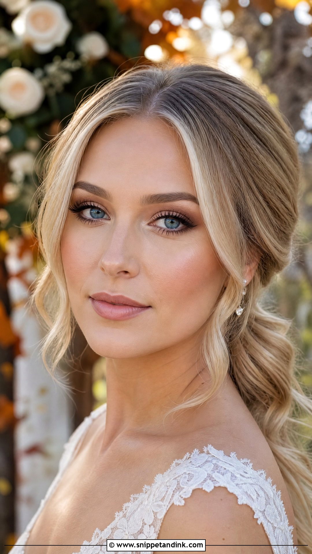 Blue Eyes Fall Bridal Makeup - Snippet and Ink - 25 Fall Wedding Makeup for Bride Ideas