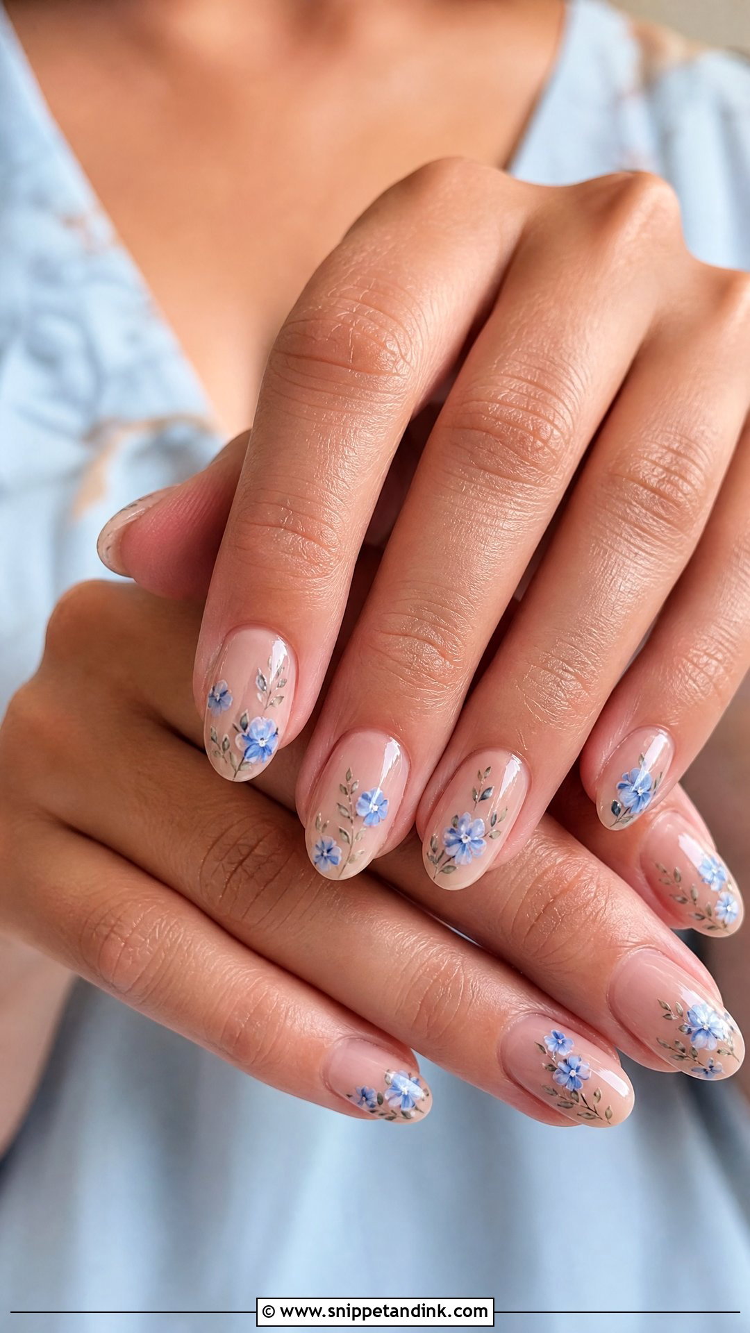 Blue Floral Wedding Guest Nails - Snippet and Ink - 25 Wedding Guest Nail Ideas