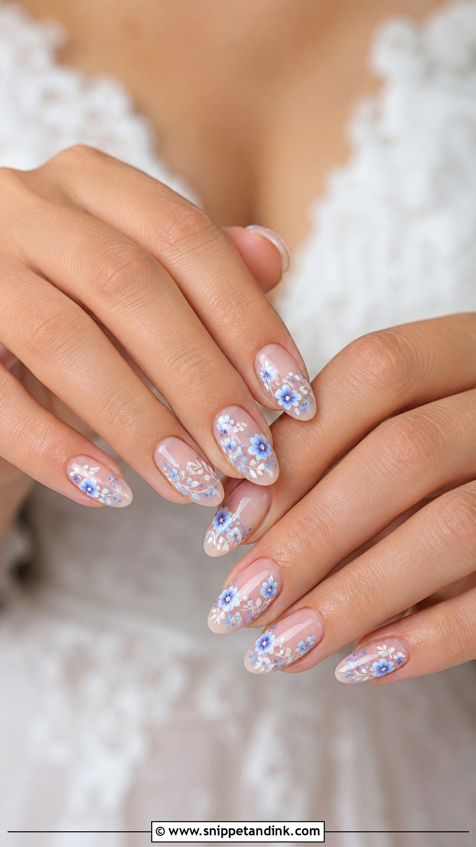 Blue Floral Wedding Nails - Snippet and Ink - 20 Something Blue Wedding Nails