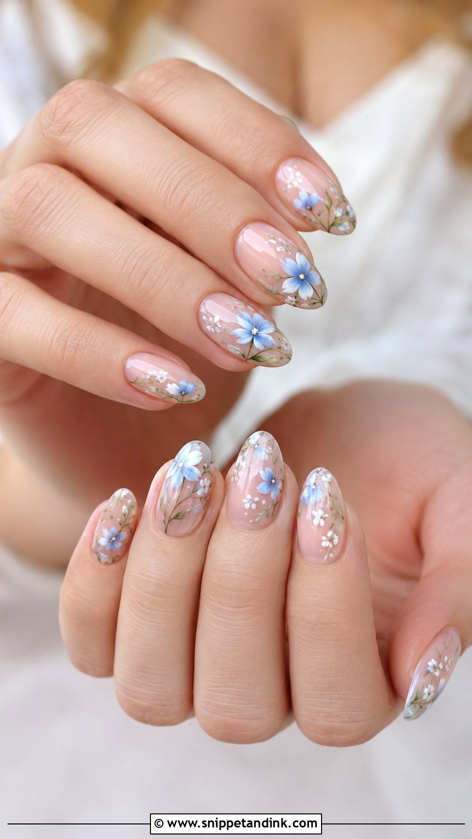 Blue Floral Wedding Nails - Snippet and Ink - 20 Wedding Nails Flowers