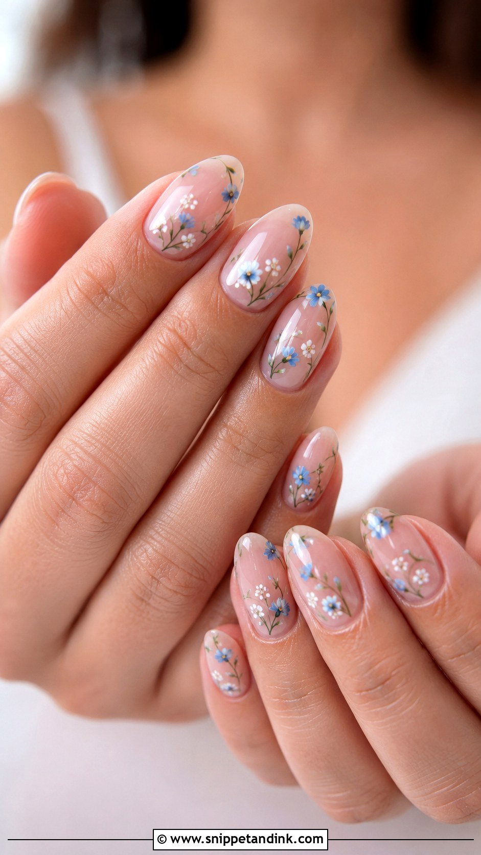 Blue Floral Wedding Nails - Snippet and Ink - 20 Wedding Nails with Blue