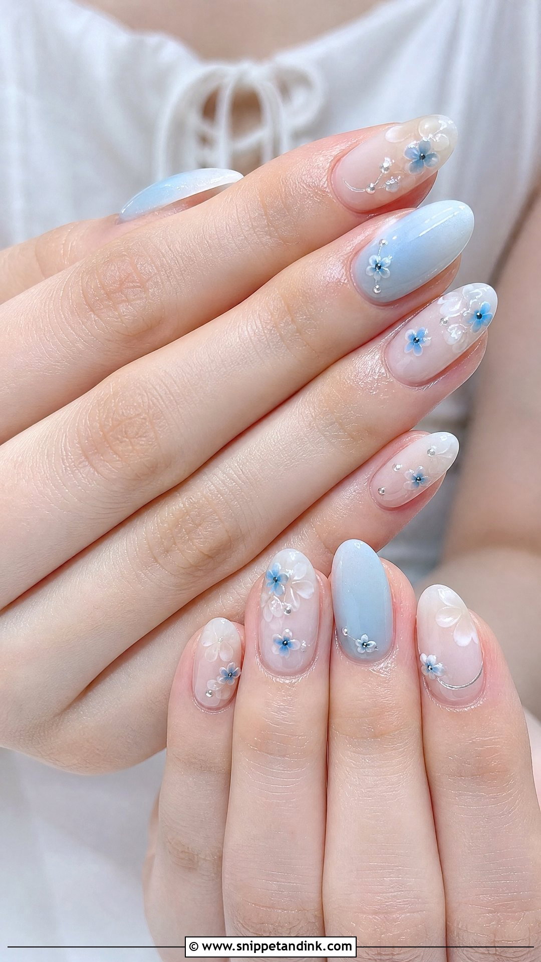 Blue Floral Wedding Nails - Snippet and Ink - 25 Floral Wedding Nails
