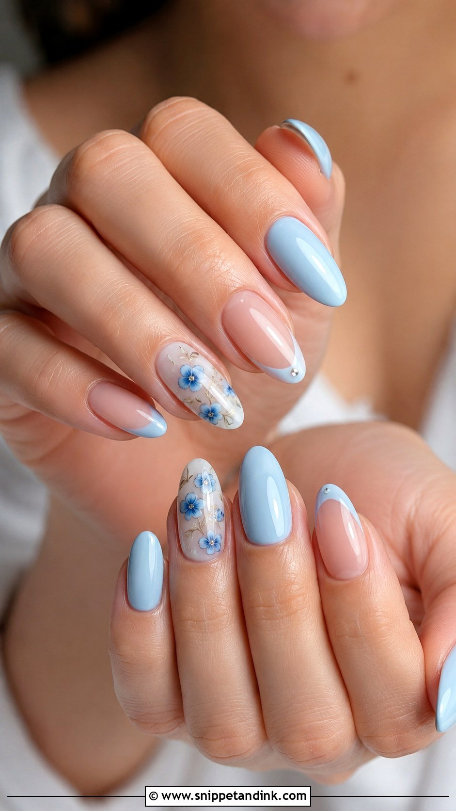 Blue Floral Wedding Nails - Snippet and Ink - 20 Blue Nails for Wedding